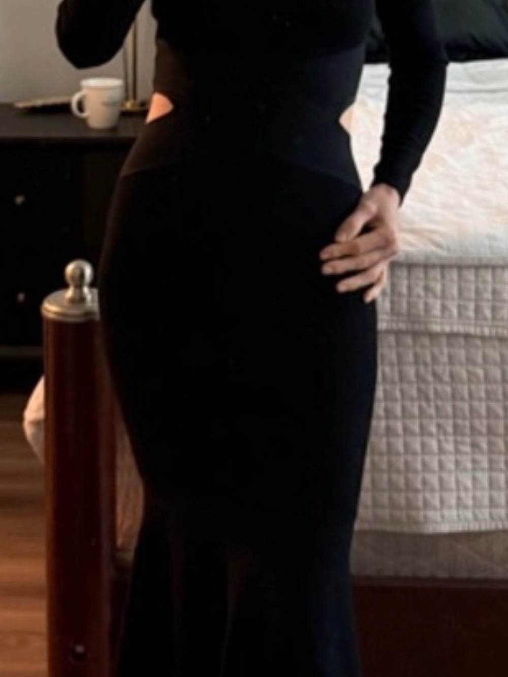 Karen Millen Black Long Cutout Bodycon Dress